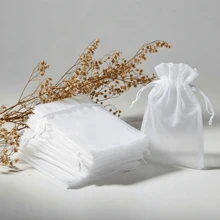 Kit 10/20/50/100 Un Saco Saquinho Organza 7x9 9x12 10x15 Branco Lembrancinhas Festa Casamento
