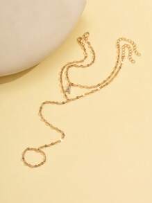 2pcs/Set Minimalist Initial Letter Gold Metal Chain Toe Rings, Casual Beach Style Foot Jewelry For Daily Outfit And Holiday, Women Jewelry Accessory, Gift