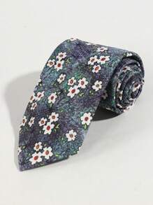 1pc Men's Floral Pattern Tie, Suitable For Sports, Travel, Daily Party Matching