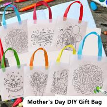 6/12 piezas Bolsas de regalo del Día de la Madre, paquete de bolsas de regalo personalizables DIY con el tema "La Mejor Mamá", manualidades hechas a mano, suministros para decoración de fiestas para liberar la creatividad (excluyendo marcadores de colores) - Multicolor - Ver 4