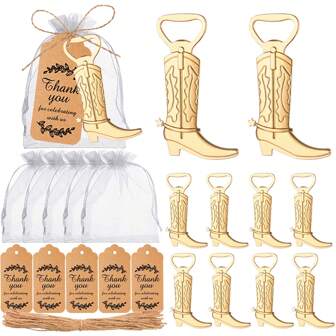 24 Set Of Cowboy Boot Bottle Openers, Western Theme Party Favors Set, Gifts And Decorations For Guests At Wedding,Baby Shower, Valentine's Day Gifts,Birthday Party
