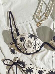 Bikinx Women's Underwire Holiday Print Bikini Tassel Lace-Up Swimwear Set - Multicolor - View 3