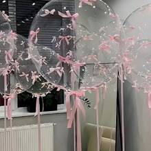 47pcs Transparent Balloon And Pink Bow Wedding Decor Set, Simple Wedding Decoration, For Birthday, Wedding, Engagement, Outdoor Photo Props, Baby Shower, Farm, Bachelorette Party, Gender Reveal, Balloon Arch - Clear - View 1