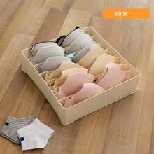 Foldable Fabric Grid Storage Box, Underwear Organizer Container For Socks, Bras, Panties, Closet Drawer Divider