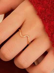 BALMORA 1pc Sterling S925 Silver Vintage Simple Elegant Geometry Wavy Zirconia Finger Ring For Women Party Daily Wearing Friendship Jewelry Gift