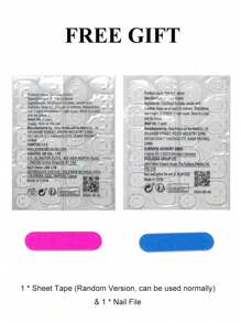 24pcs Short Square Extremely Simple, Pure, Bare Skin, Plain, Glossy Painted Nail Patch+1 Piece Of Jelly Glue+1 File Strip Press On Nails Nail Supplies - Coral Pink - View 4