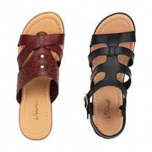 Women's Platform Sandals Kit In Black And Brown Napa Leather With Buckle - 彩色 - 查看 3