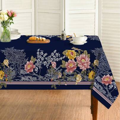 1 Stück rechteckige Tischdecke, Boho-Stil Blumenmuster Tischdecke mit Teppich-Textur, geeignet für den Innen- und Außenbereich, Café, Küche Esszimmer-Dekoration Zuhause, Hochzeit, Party, Restaurant, Outdoor-Picknick & Abendessen