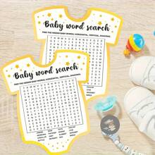 10/25/50/100 件青少年洗礼游戏、婴儿字母搜索游戏卡、婴儿洗礼派对用品和活动、性别揭秘游戏、婴儿洗礼礼品 - 黃色 - 查看 3