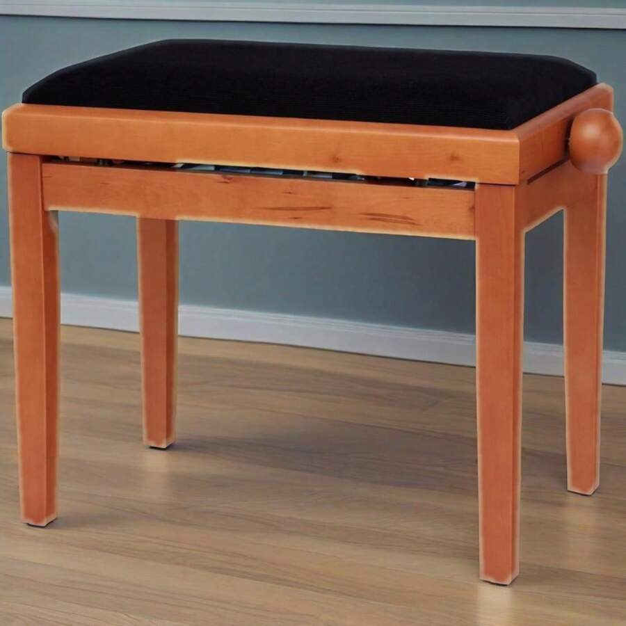 Banqueta De Piano De Madera De Cerezo Mate - Taburete Ajustable, Ideal For Sala De Estar, Dormitorio, Oficina Y Comedor, Designo Moderno Y Estable.Tabureteplegable