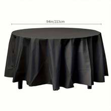 5pc Premium Plastic Tablecloth, 84in, Round Table Cover