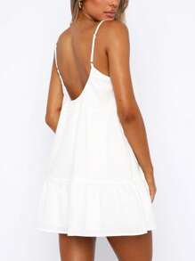 Women Summer Flowy Short Sundress Babydoll Dress White Black Mini Dresses For Women Going Out Dress Sleeveless Backless Flared Loose Fit Tiered Ruffle Dress Night Out Club Dress Linen Boho Dress Beach Vacation Clothes Spaghetti Strap Cami Sun Dress Swing Dress Home Lounge Casual Cute Club Dress Rave Concert Outfits Cozy - 白色 - 查看 5