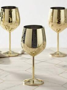 1pc Stainless Steel Gold Cups Goblets, Red Wine Glass Metal Goblets, Gold Copper And Silver High-End Champagne Glasses 500ml,For Wedding Banquet Western Restaurant And Other Special Goblet..
