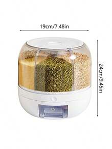 360°旋转多隔层米罐，密封性好，适用于谷物、麦片、面粉、宠物食品等，带量杯，轻便易携 - 象牙白 - 查看 7