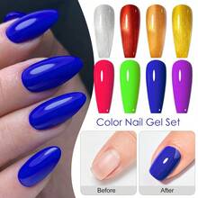 MSRUIOO 12pcs Neon Gel Nail Polish Set With Base Coat And Top Coat, Semi-Permanent Nail Art Manicure Soak Off LED Gel Nail Polish - Multicolor - View 5