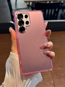 奢华闪光保险杠闪亮透明手机壳适用于三星 Galaxy S25 S24 S23 Ultra Plus A55 A14 A15 A54 A05S A13 4G A35 A34 5G 硅胶亚克力保护套 - 粉色 - 查看 2