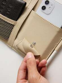 1 قطعة حامل متعدد الوظائف لمرآة الشمس في السيارة، حافظة وثائق جلدية، فتحات بطاقات، مشبك نظارات لديكور داخل السيارة