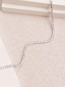 1pc Claw Chained Necklace With Single Row Cubic Zirconias, Copper Alloy Chain Inlaid With Synthetic Zirconia, Suitable For Women's Daily/Party Wear