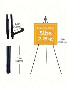 1PC 63" Easel Stand For Wedding Sign, Display Poster, Sign Poster Stand For Display, Display Easel Stand With Bag, Holds 5 Lbs,Easel Stand For Display, Foldable Portable Ground Easel For Wedding Banner And Poster Display Stand, Tabletop Easel Display Metal Tripod Party Favors Room Decor Bride Gifts Birthday Graduation Birthday Decorations Party Decorations Bachelorette Wedding Outdoor Decoration Summer Beach Back To School School Supplies