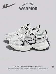 WARRIOR زوج من الأحذية الرياضية النسائية الخفيفة التنفس قابلة للربط بسبا سميك، قاعدة ناعمة، أحذية رياضية خارجية كاجوال منخفضة الأعلى - الأسود - مشاهدة 4