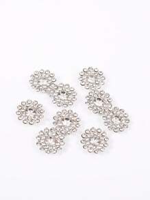 50 piezas/Paquete, 14mm Grandes Botones Decorativos de Rhinestones de Girasol de Doble Capa, Perlas de Cristal Blanco Sobre Base Plateada, Accesorios Decorativos de Costura y Manualidades para Ropa