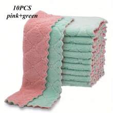 1/5/10/20 Pcs / Set Of Ultra-Fine Fiber Cleaning Cloth, Mixed Color Non-Stick And Absorbent Kitchen Cloth 9.4 Inch * 5.5 Inch Daily Cooking And Baking Tableware Dishcloth-Random Color Delivery, Kitchen, Bathroom, Multi-Purpose