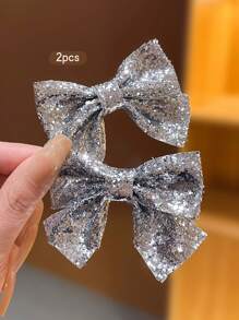 2 件装闪亮蝴蝶结发夹，适合女孩的发饰，无损 - 彩色 - 查看 7