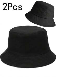 2 Packs Unisex Bucket Hat Beach Sun Hat Aesthetic Fishing Hat For Men Women Teens, UPF 50 Packable Summer Travel Beach Sun Hat,Reversible Double-Side-Wear