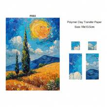 Van Gogh Monet Serie Zacht Aardewerk Speciaal Aquarel Transferpapier DIY Oorbellen Sieraden Kleuren Stickers Polymeer Klei Gereedschap