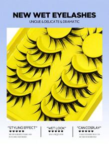 GROINNEYA 6 Pairs Wet Fox Eye Lashes Anime False Eyelashes Cosplay Fake Lashes Dramatic Eyelashes Wet Eyelashes Extensions Makeup Tool(SJ04) Strip Lashes, Lashes, Eyelashes, Fake Lashes - Black - View 3