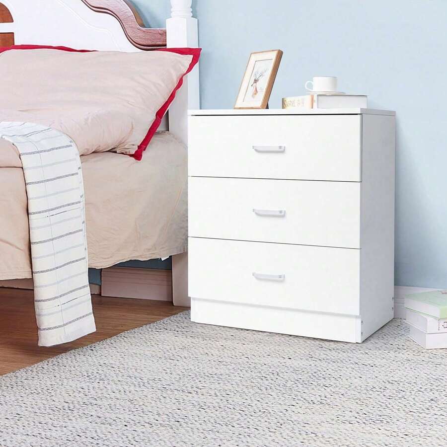 Modern Simple 3-Drawer Dresser Chest Of Drawers For Family Room Bedroom Living Room White - trắng - Xem 1