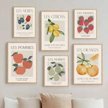 1 件水果市场橙子樱桃柠檬墙壁艺术帆布画北欧海报和印刷品复古墙壁画适用于客厅装饰无框架 - 彩色 - 查看 2