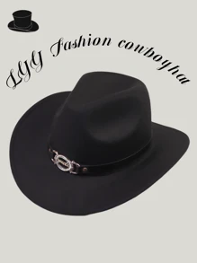 1pc Tie-Dye Letter Casual Bohemian Retro Vintage Elegant Cute Polyester Solid Color Western Cowboy Party Cap, Unisex Fedora Hat For Gathering, Festival, Outdoor Riding