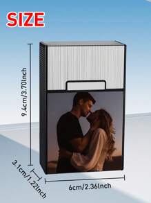 1/2 Piezas Estuche de cigarrillos personalizado con foto, caja de cigarrillos personalizada, soporte de cigarrillos, caja de almacenamiento de cigarrillos portátil personalizada, regalo personalizado para hombres, estuche de cigarrillos personalizado para mujeres, 6x9.4cm, capacidad para 20, oro/plata/negro, regalos de aniversario, regalos para padrinos de boda, regalos para fumadores, recuerdos de fiesta de San Valentín, decoración del Día de San Valentín, regalos de despedida de soltero - Estilo A - Ver 2