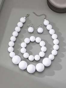 Set de 4 piezas de joyería bohemia hecha a mano con collar, pulsera, pendientes de cuentas redondas, set de joyas para mujer, regalos para uso diario y de vacaciones