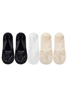 1/5 双女士船袜夏季拖鞋防滑透气蕾丝花边隐形袜防滑凉爽薄款袜子时尚袜子 - 彩色 - 查看 15