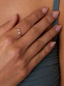 Light Luxury Stylish 925 Sterling Silver Unique Pear Cut Zirconia Opening Rings For Women Daily Wear