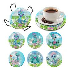 6Pcs Diamond Art Coasters Kit, DIY Diamond Painting Kits, Diamond Painting Coasters With Holder, Diamond Dot Art Coasters, Peacock Diamond Art Craft Supplies For Adults Kids Beginners,Great Home And Dining Room Decor