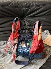 Fashionable Multi-Color Patchwork Print Women Shoulder Bag Crossbody Bag - Multicolor - View 5