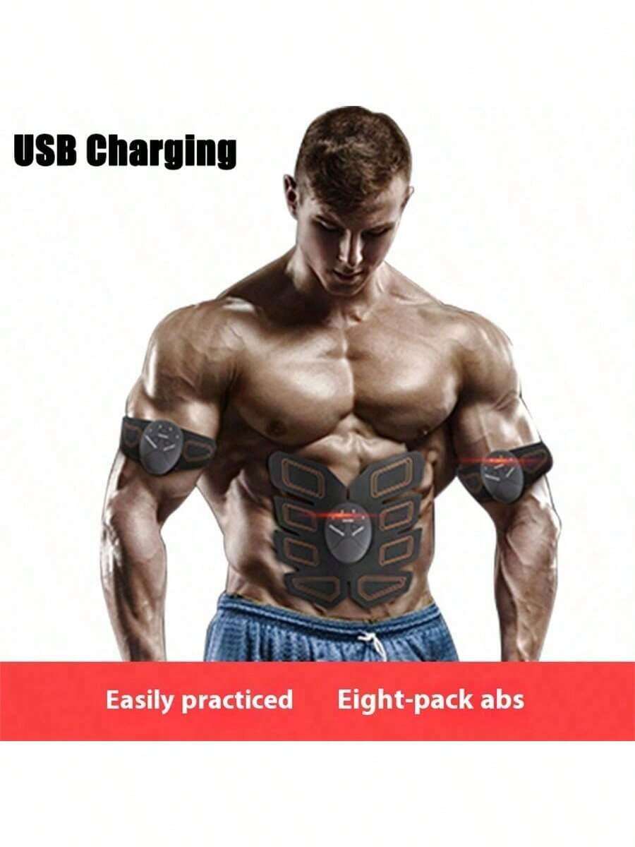 USB Charge Ems Muscle Stimulator Abs Training Exercise Equipment For Men And Women, Abdominal Muscle Trainer And Massager - Black - View 1