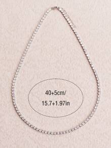1pc Claw Chained Necklace With Single Row Cubic Zirconias, Copper Alloy Chain Inlaid With Synthetic Zirconia, Suitable For Women's Daily/Party Wear
