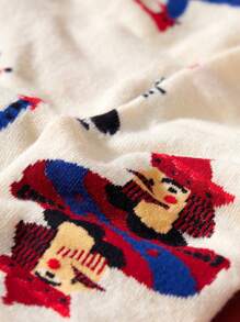 3 双女士时尚创意扑克袜，节日派对礼品袜，春夏季趣味袜，休闲艺术风格袜子，适合女性节日穿着 - 彩色 - 查看 7