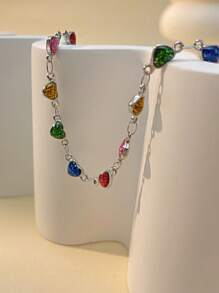 New Colored Heart Shaped Anklet, Minimalist Design, Versatile For Women - Heart Foot Ornaments - View 6