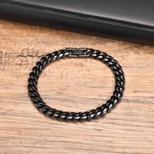 1 Stück minimalistisches Edelstahl Panzerkette Armband, Silber/Gold/Schwarz, modisches Geschenk für den besten Freund des Mannes