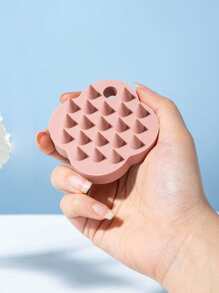 1pc Shampoo Massage Brush Silicone Hair Comb In The Shape Of Clover, Used For Scalp Cleaning And Massage, Wet/Dry Use, Solid Color, Portable Massage Tool For Travel