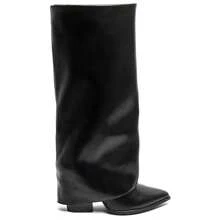 Botas altas de punta fina minimalistas y versátiles de color negro de moda