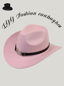 1pc Tie-Dye Letter Casual Bohemian Retro Vintage Elegant Cute Polyester Solid Color Western Cowboy Party Cap, Unisex Fedora Hat For Gathering, Festival, Outdoor Riding