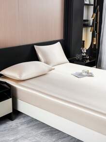 1pc Khaki High-Quality Solid Color Silky Satin Bed Skirt, Faux Silk Bedskirt, Modern Soft Bed Sheet, Home Silk Mattress Cover, Soft & Comfortable Bedroom Bedding, Fits Twin, Full, Queen, King Size (No Filling), 13.8 Inch Deep Pocket, Breathable, Silky Smooth, Includes Bed Skirt Only, Dorm Bedding, Back To School Bedding - Khaki - View 5