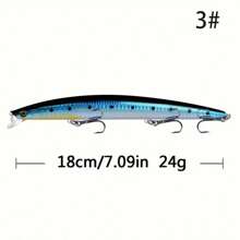1个7.09英寸/0.85盎司米诺鱼形硬饵，仿生拟饵，带3D眼睛和强力鱼钩，适合海钓 - 彩色 - 查看 4