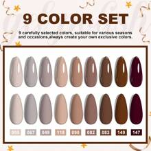 LIMEGIRL LIMEGIRL 9Pcs Gel Nail Polish Set 8ML Spring Summer Nails Color Nail Gel Polish, Brown Coffee Nail Polish Semi-Permanent Varnish Soak Off UV LED Gel Nail Art Design Gifts For Women Girls Salon At Home Manicure Nails Kit